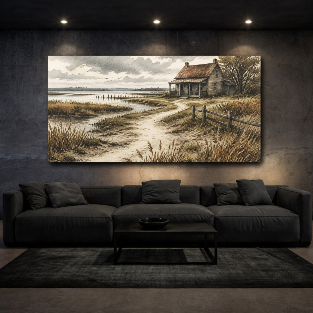 Mockup 3. Seaside Cottage Path shown as canvas print