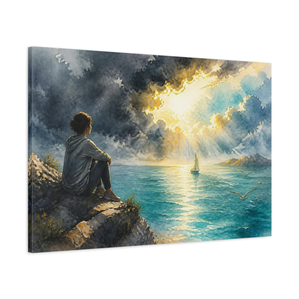Main Mockup. Seaside Motivation shown as canvas print