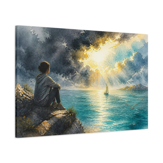 Main Mockup. Seaside Motivation shown as canvas print