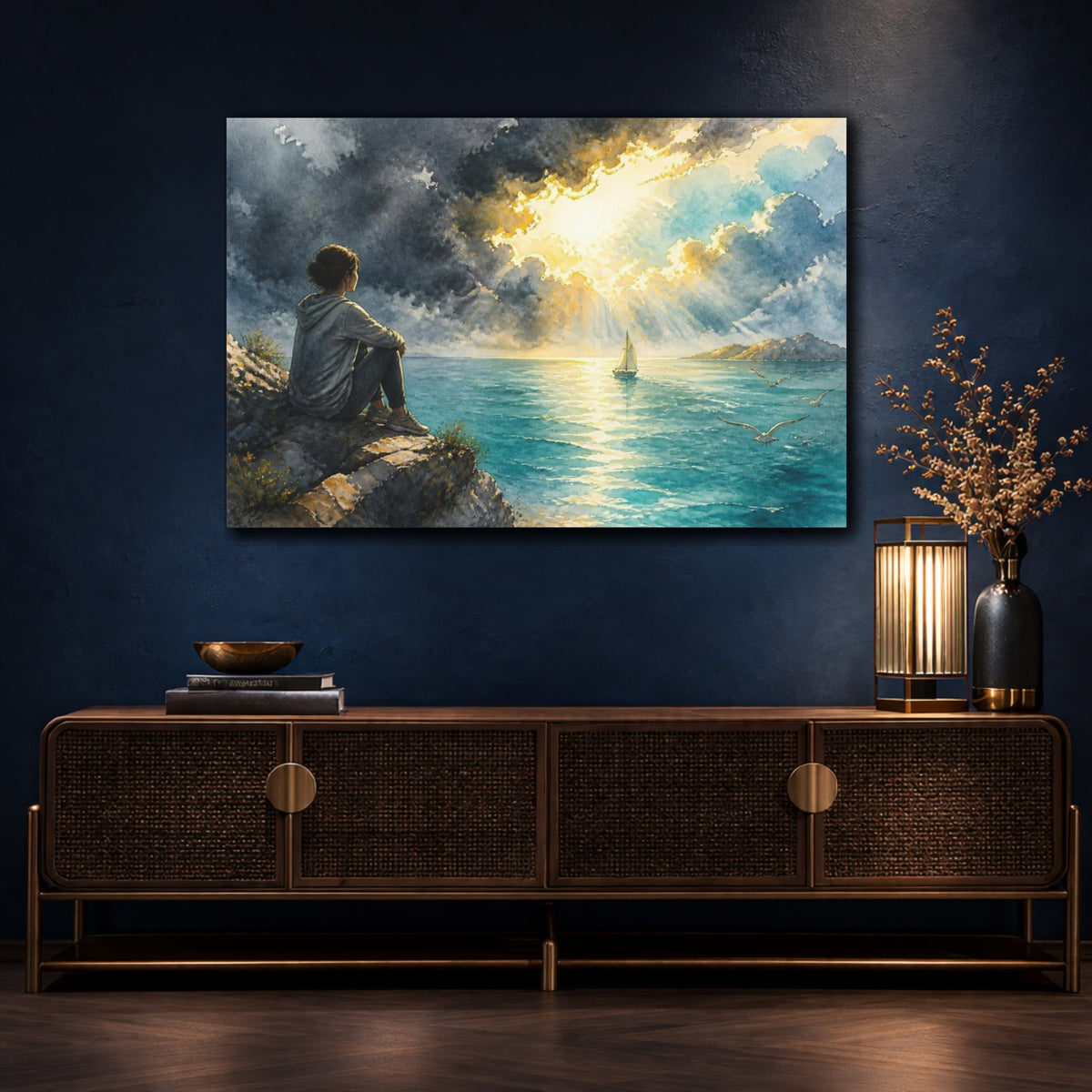 Mockup 4. Seaside Motivation shown as canvas print