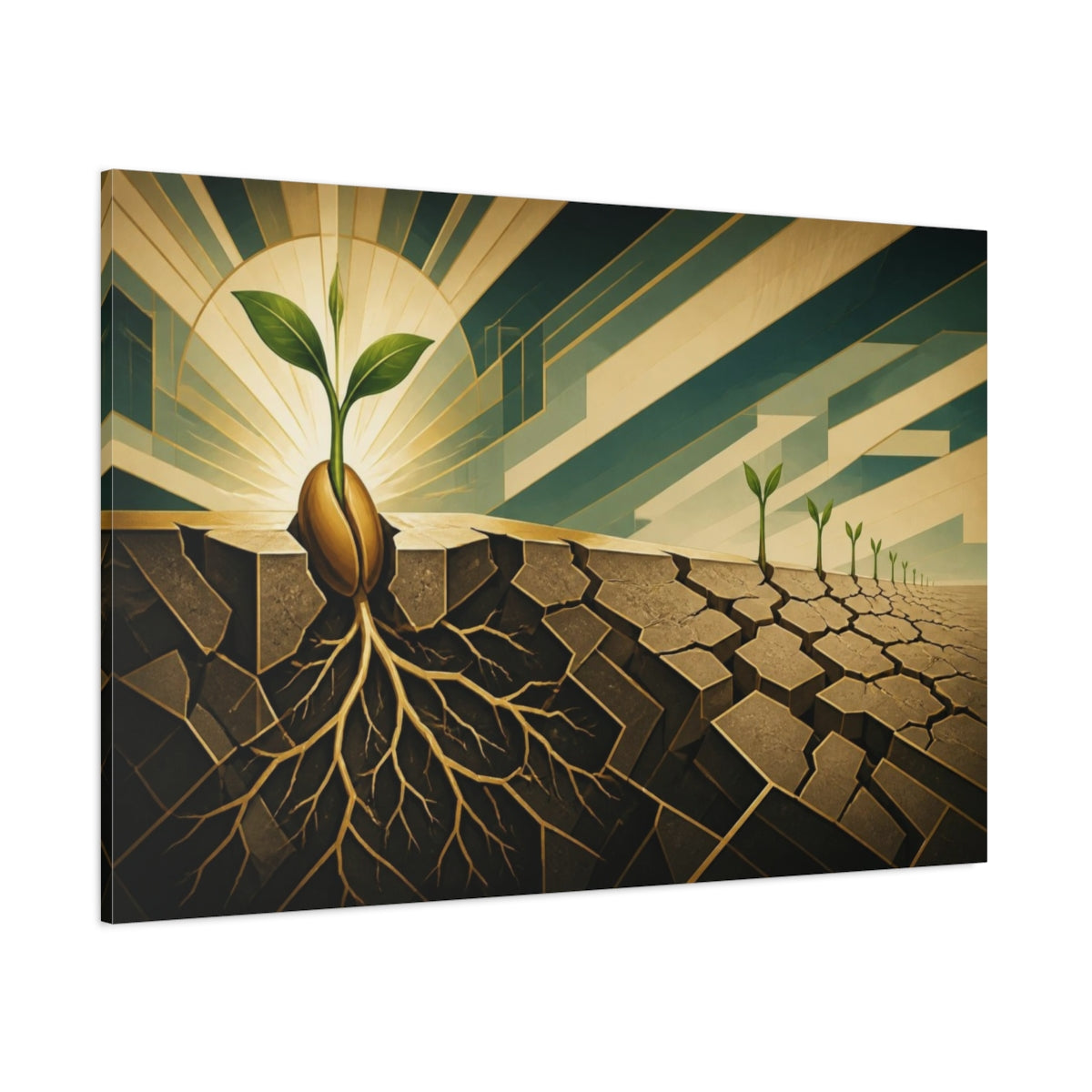 Side Mockup 1. Seedling Of Motivation shown as canvas print