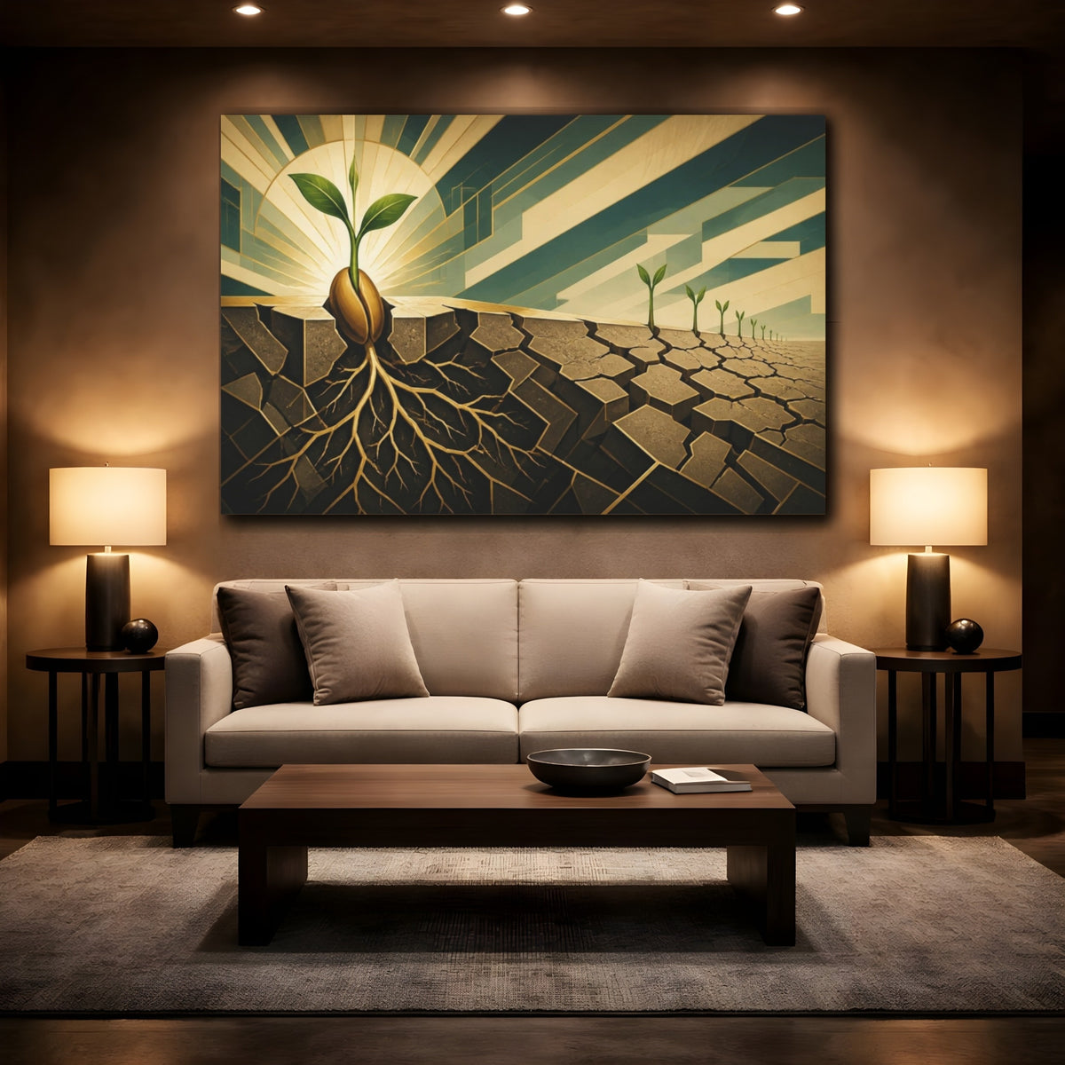 Mockup 2. Seedling Of Motivation shown as canvas print