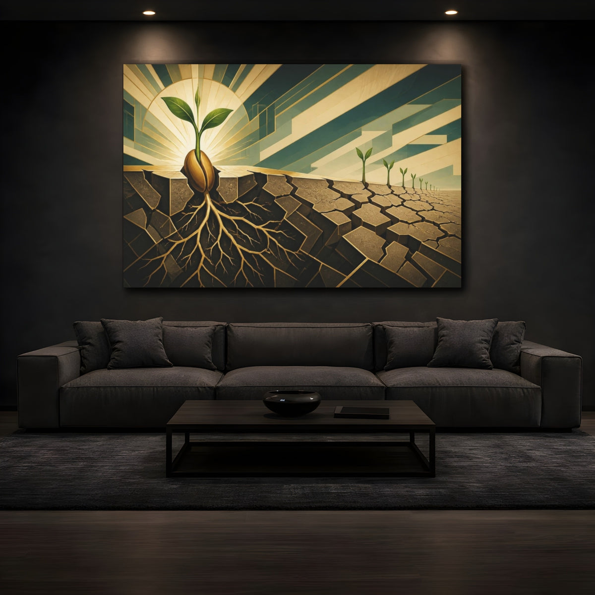 Mockup 3. Seedling Of Motivation shown as canvas print