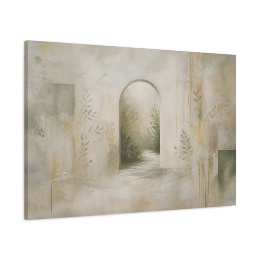 Main Mockup. Serene Archway Path shown as canvas print