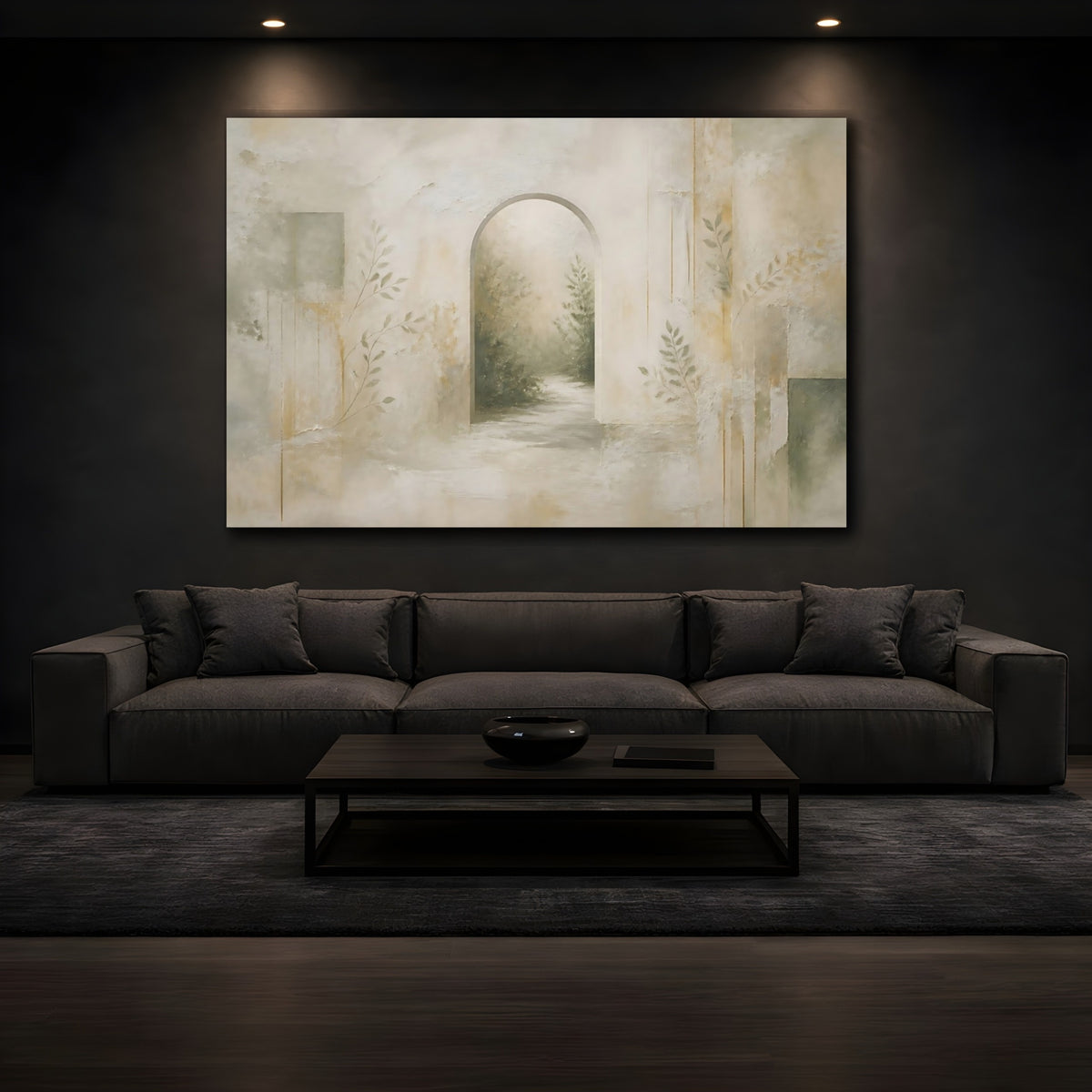 Mockup 3. Serene Archway Path shown as canvas print