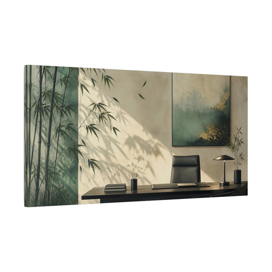 Main Mockup. Serene Bamboo Office Art shown as canvas print