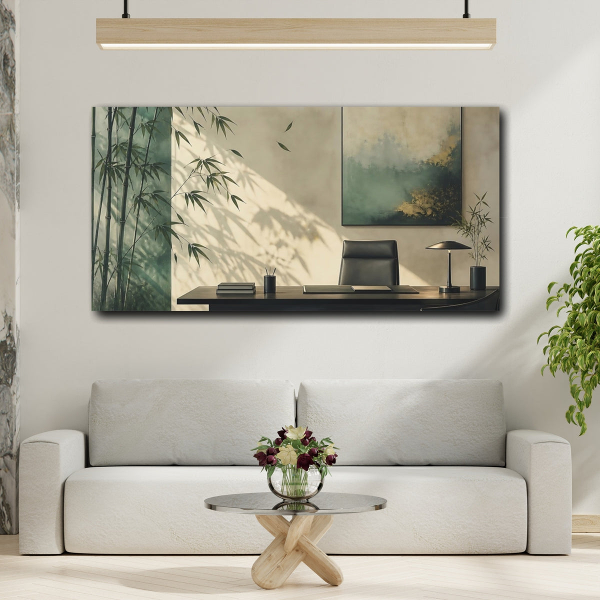 Mockup 2. Serene Bamboo Office Art shown as canvas print