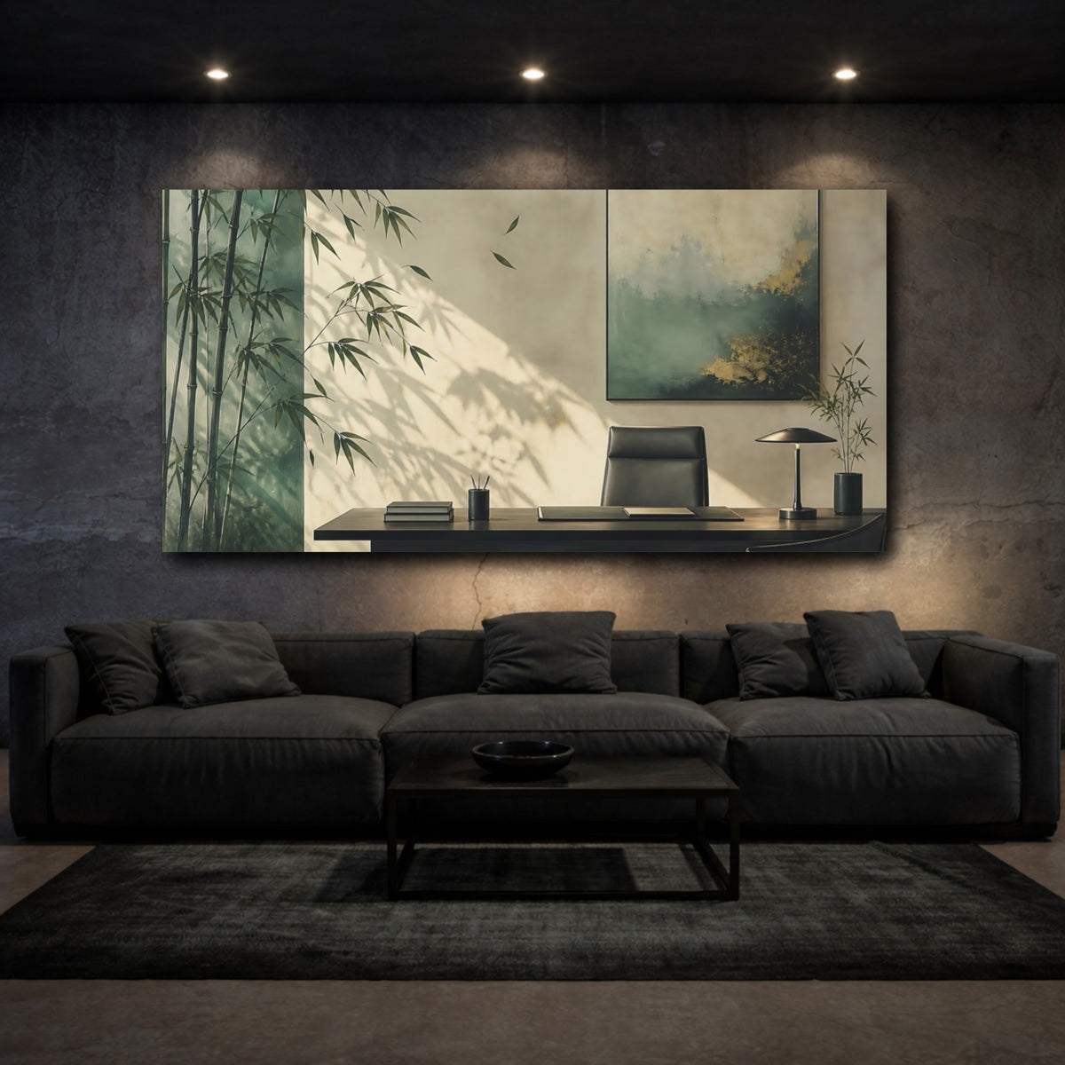 Mockup 3. Serene Bamboo Office Art shown as canvas print