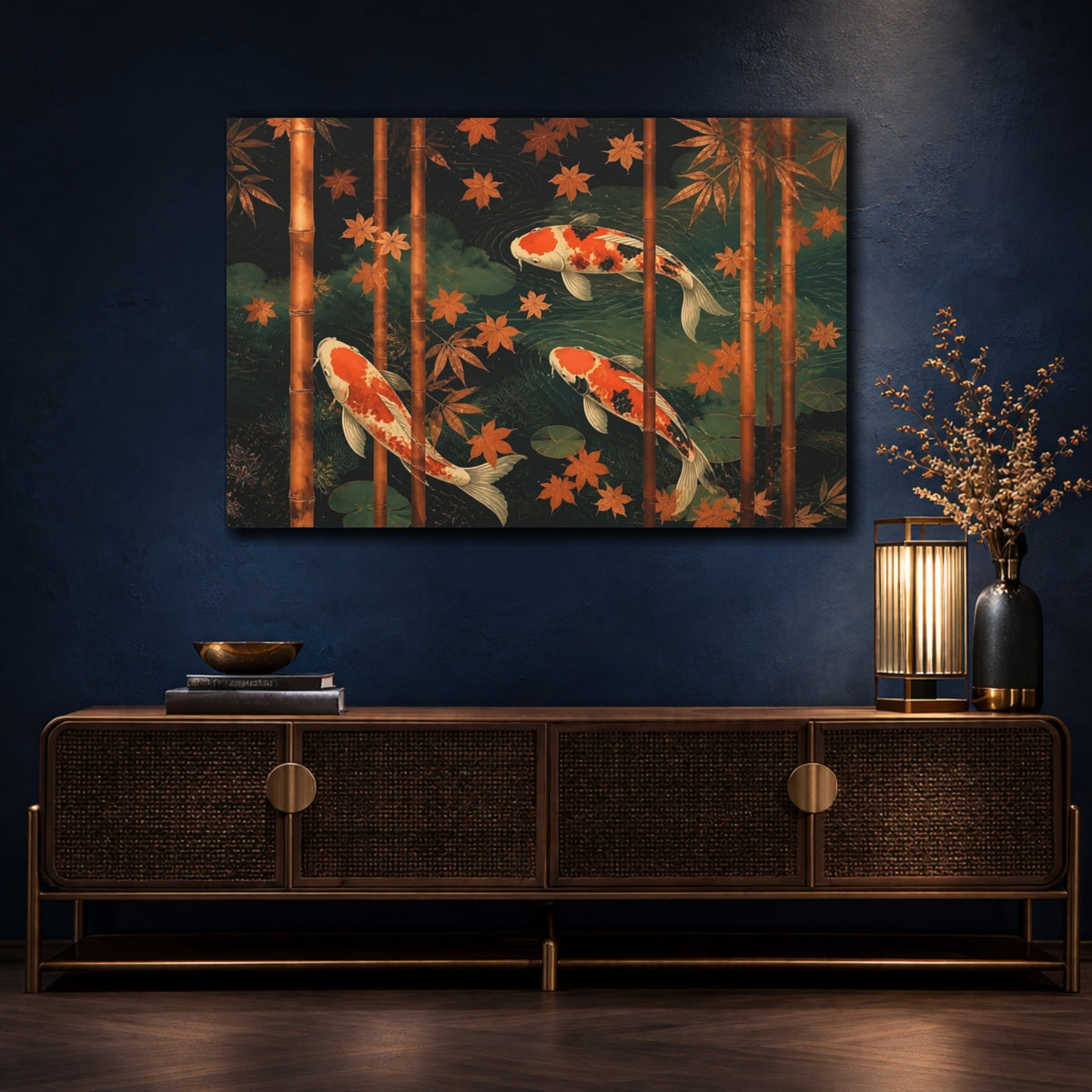 Mockup 4. Serene Koi Pond shown as canvas print