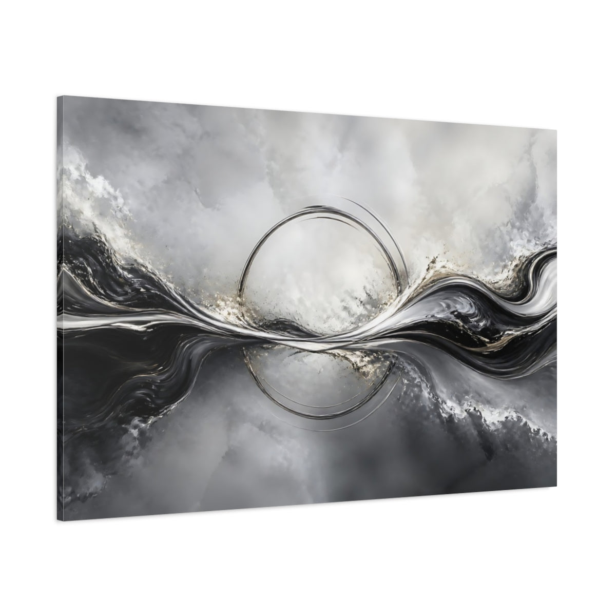 Side Mockup 1. Silver Ring Wave shown as canvas print