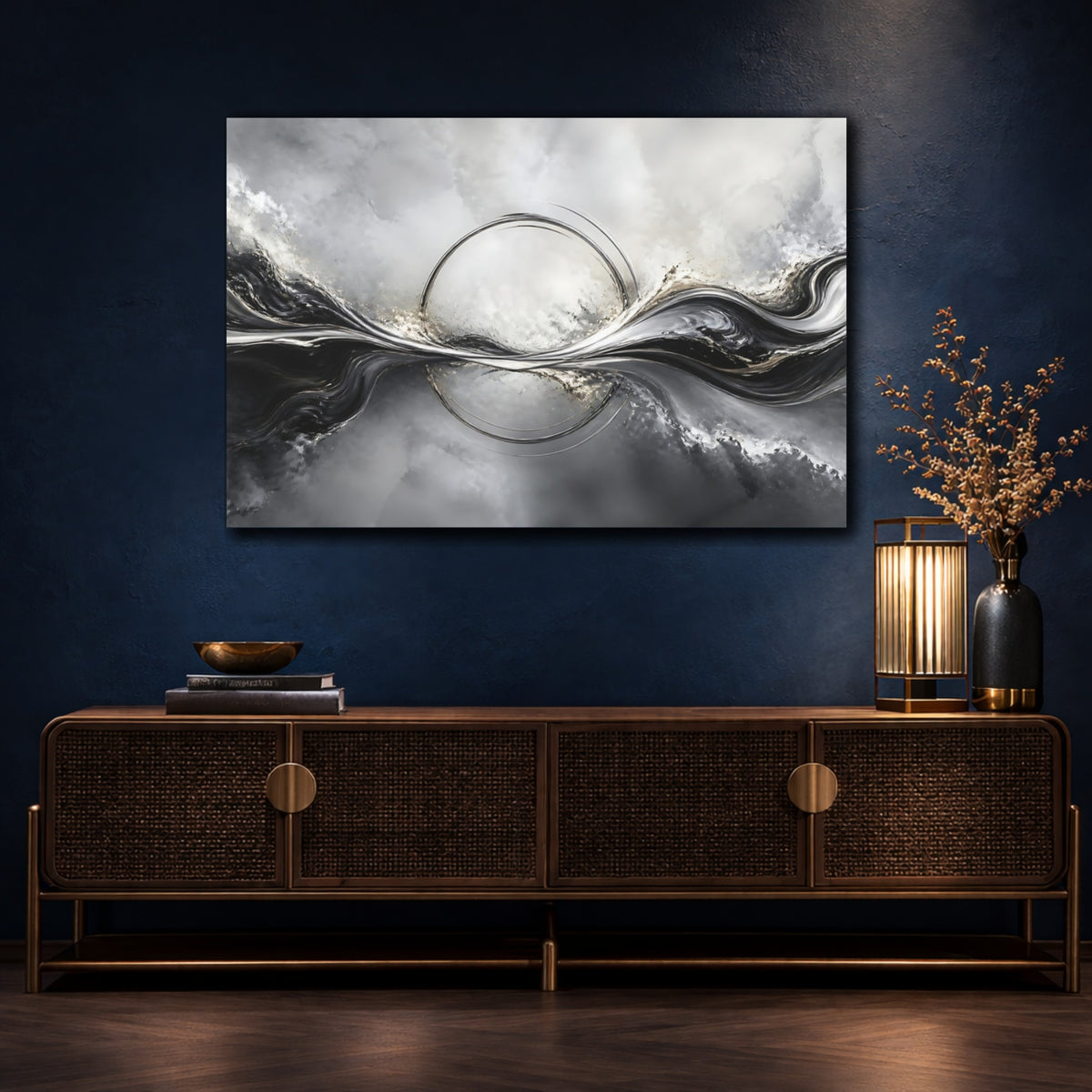 Mockup 4. Silver Ring Wave shown as canvas print