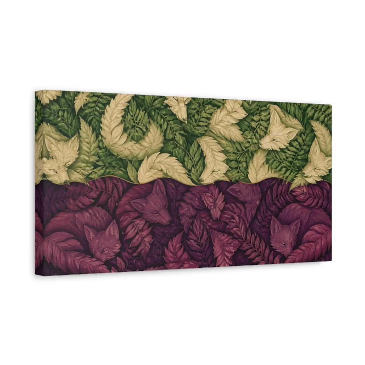 Side Mockup 3. Sleeping Fox Illusion shown as canvas print