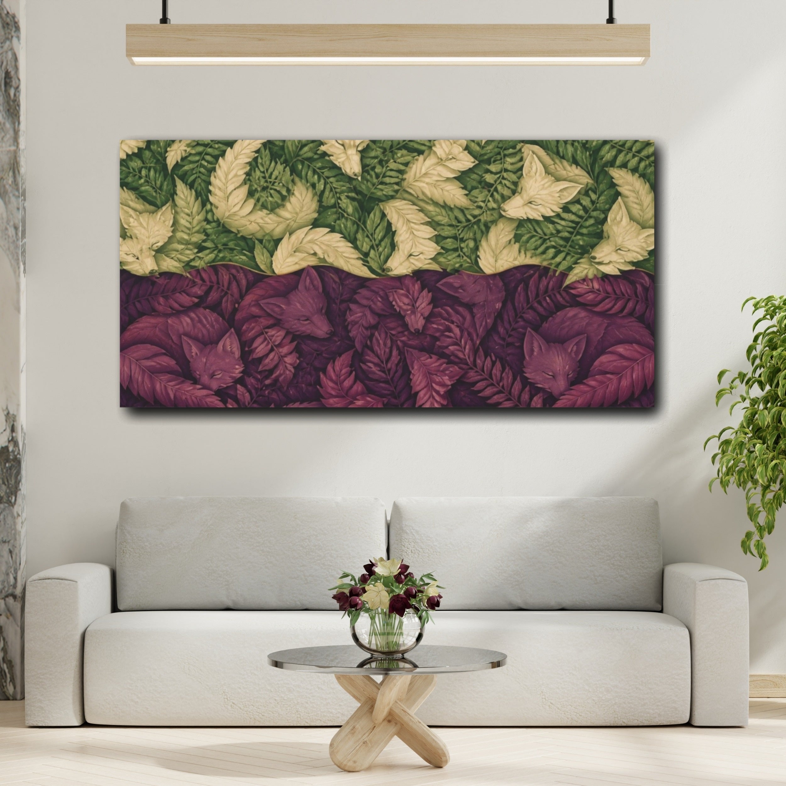 Mockup 2. Sleeping Fox Illusion shown as canvas print