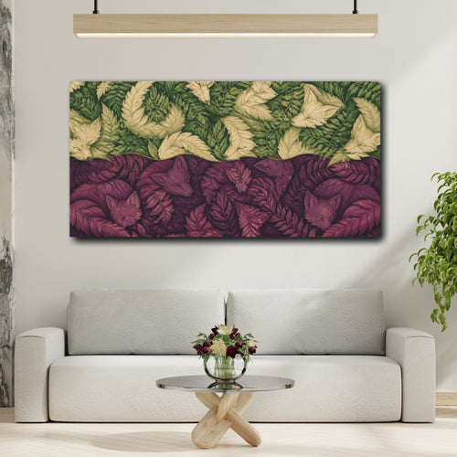 Mockup 2. Sleeping Fox Illusion shown as canvas print