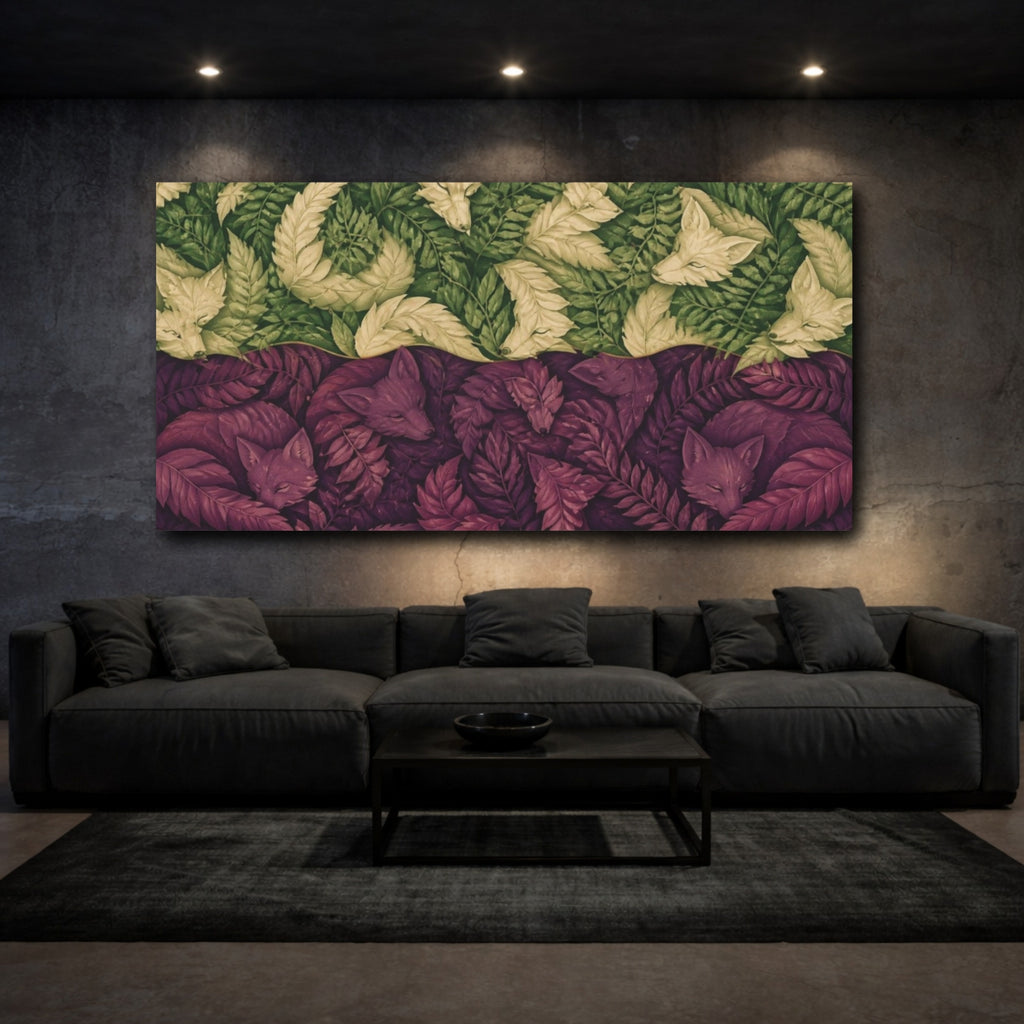 Mockup 3. Sleeping Fox Illusion shown as canvas print