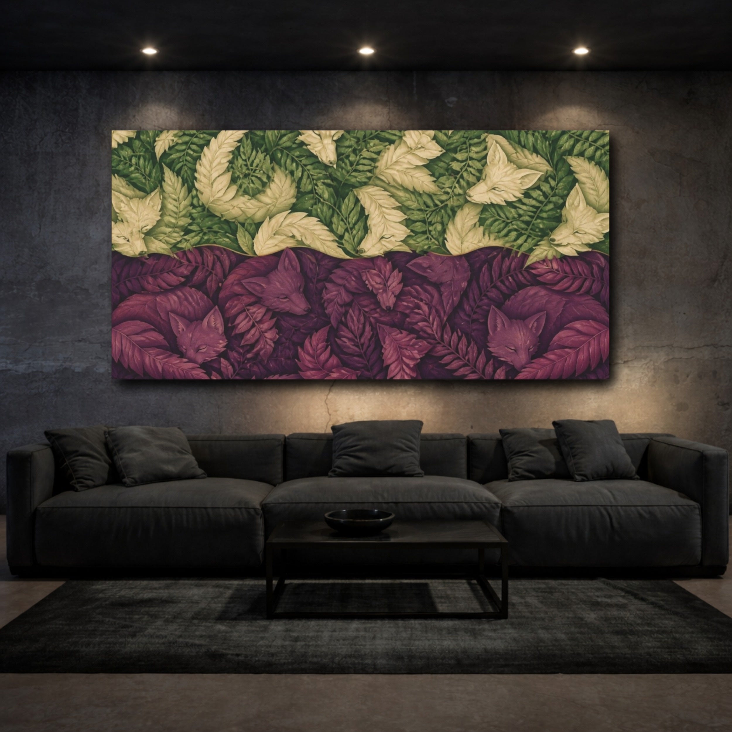 Mockup 3. Sleeping Fox Illusion shown as canvas print