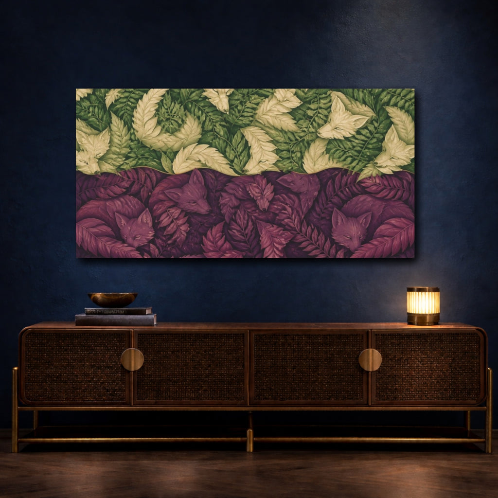 Mockup 4. Sleeping Fox Illusion shown as canvas print