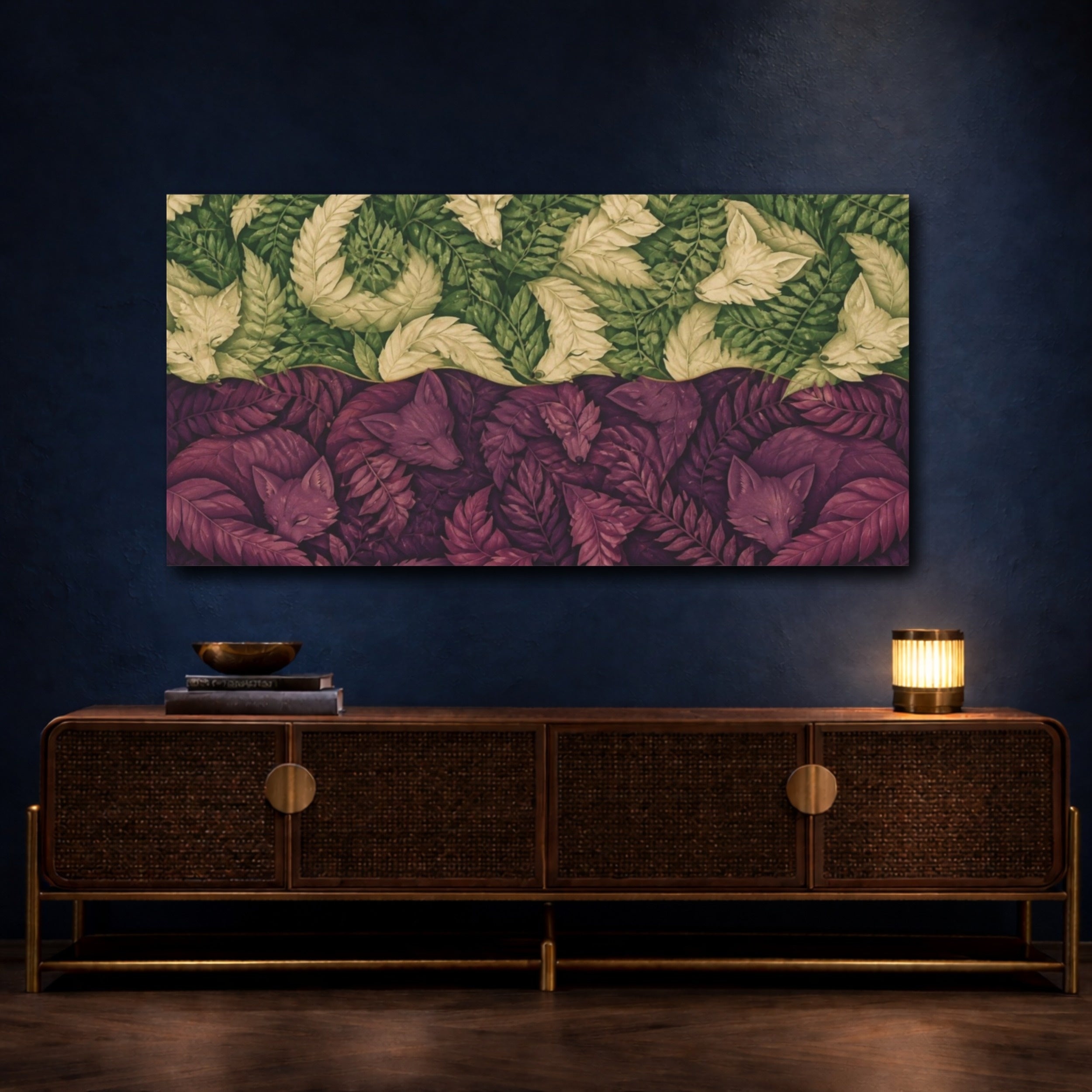Mockup 4. Sleeping Fox Illusion shown as canvas print