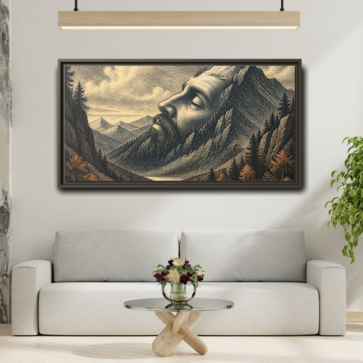 Mockup 2. Sleeping Giant Illusion shown as framed canvas print