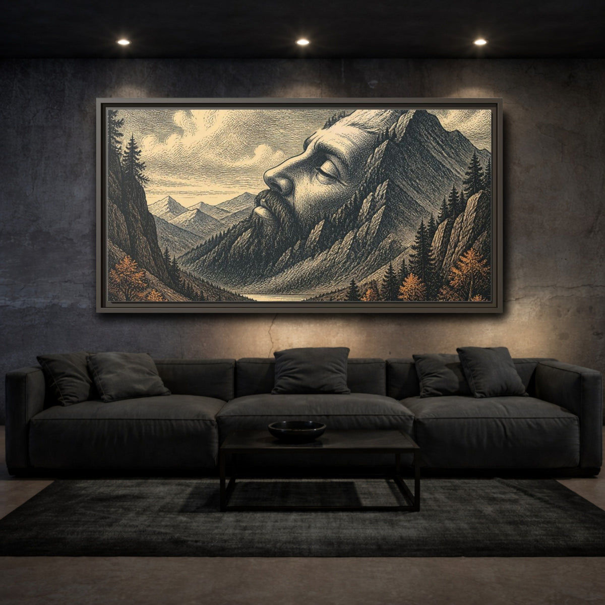 Mockup 3. Sleeping Giant Illusion shown as framed canvas print