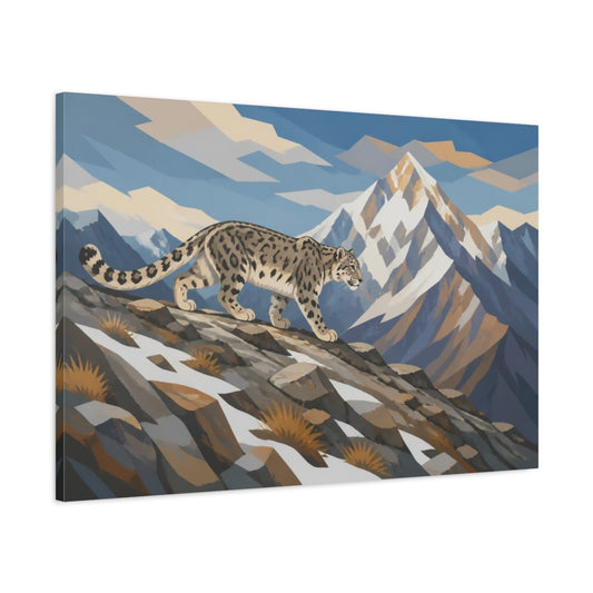 Main Mockup. Snow Leopard Nature Scene shown as canvas print