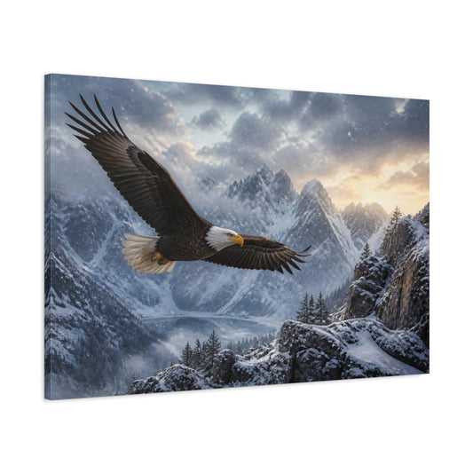 Main Mockup. Soaring Eagle Mountain Landscape shown as canvas print
