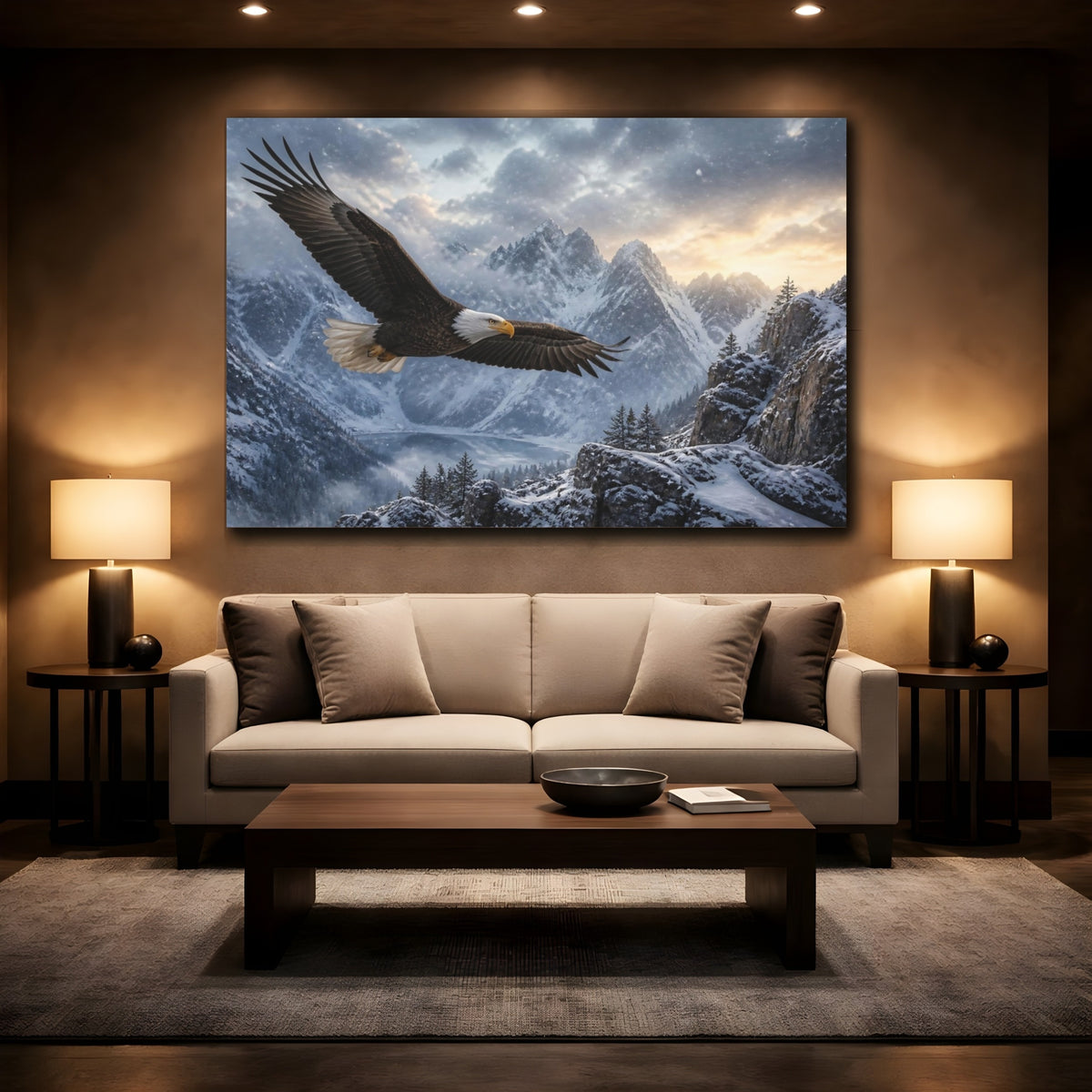 Mockup 2. Soaring Eagle Mountain Landscape shown as canvas print