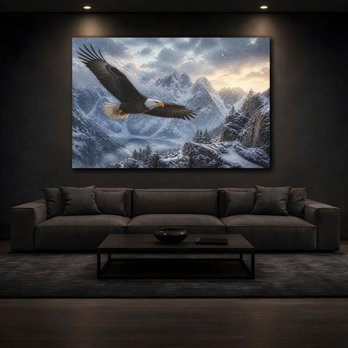Mockup 3. Soaring Eagle Mountain Landscape shown as canvas print