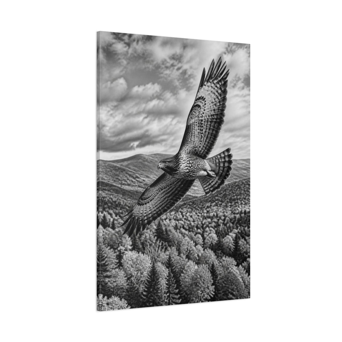 Side Mockup 1. Soaring Hawk Animals shown as canvas print