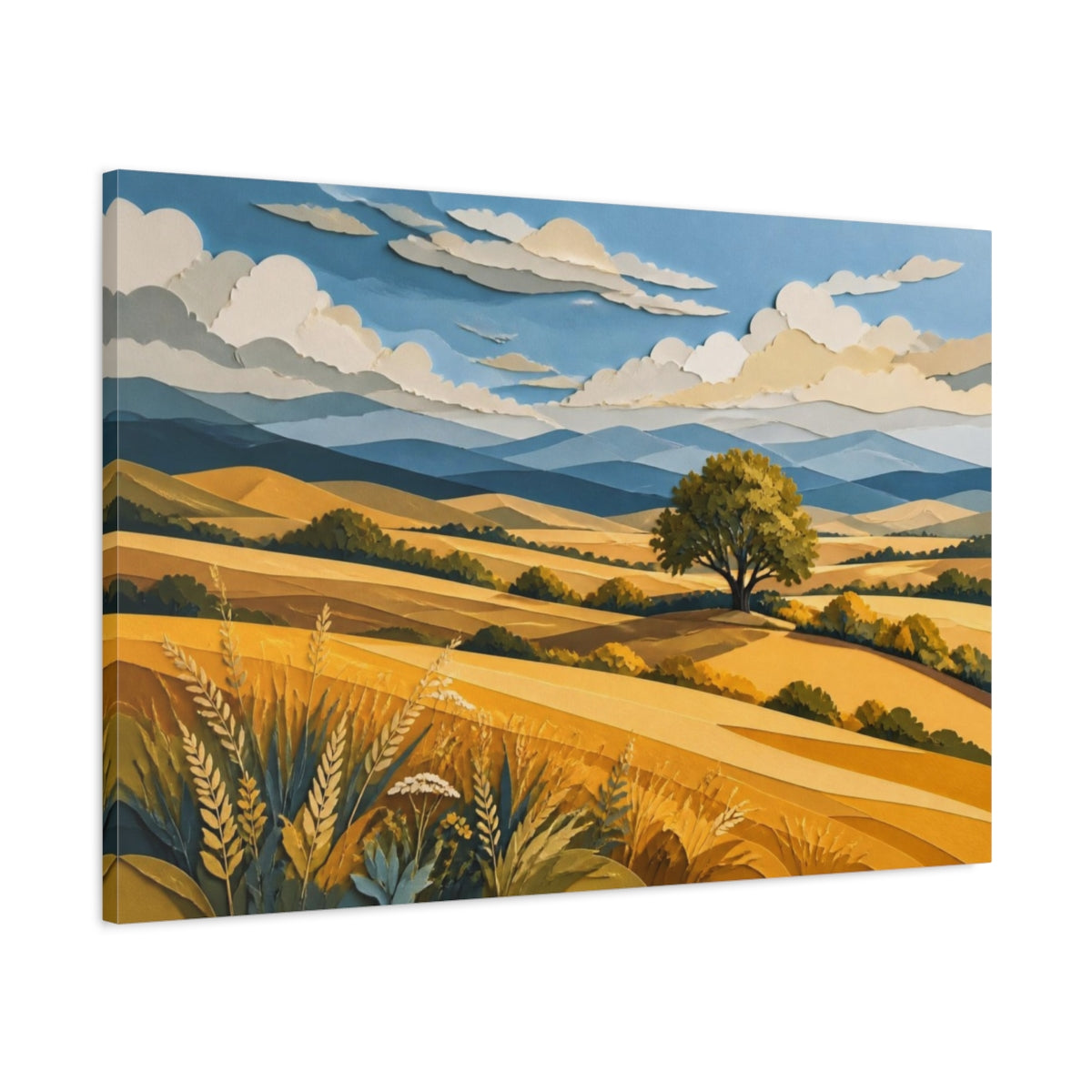 Main Mockup. Solitary Tree Landscape shown as canvas print