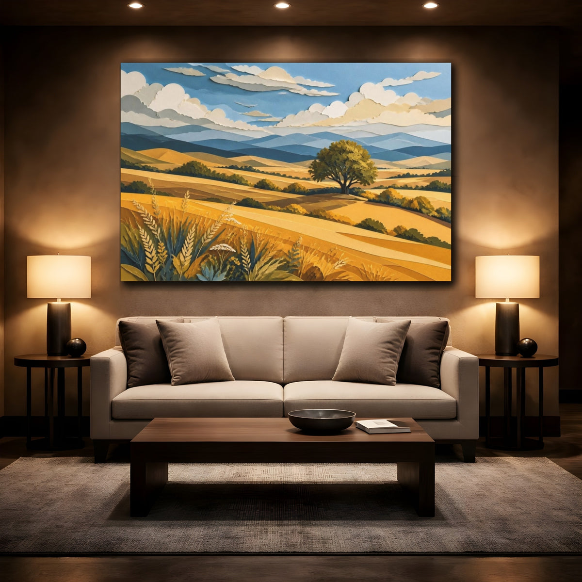 Mockup 2. Solitary Tree Landscape shown as canvas print