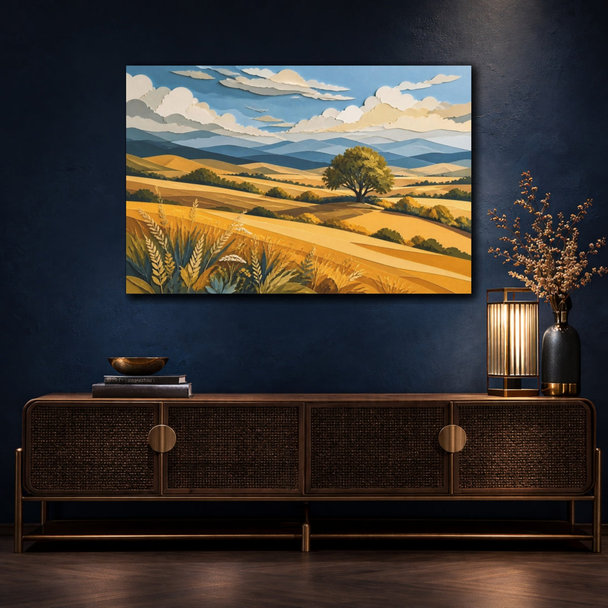 Mockup 4. Solitary Tree Landscape shown as canvas print