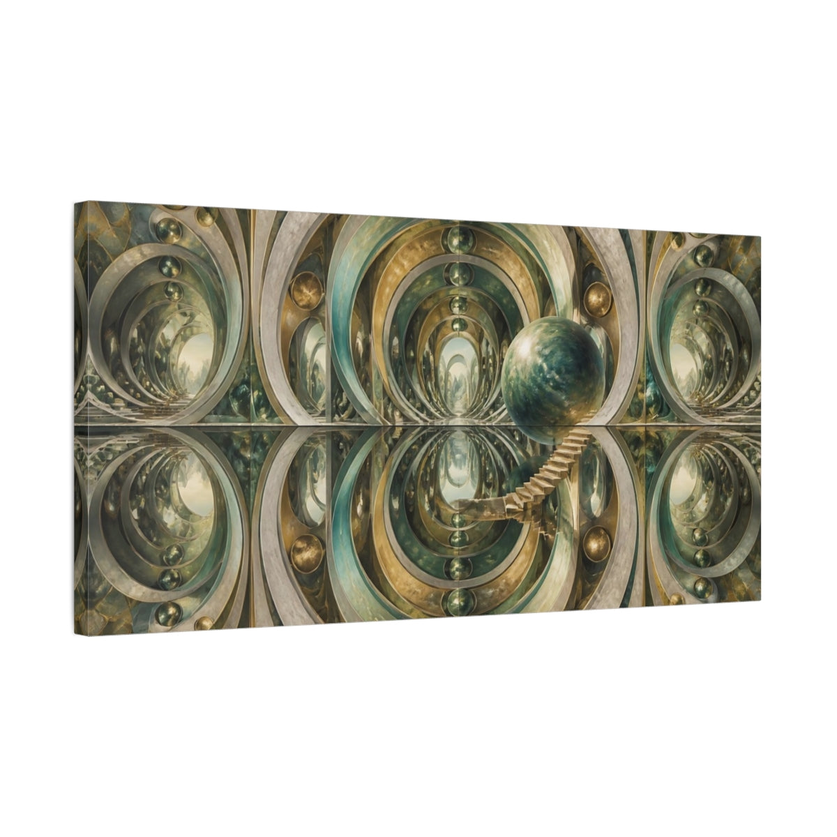 Side Mockup 1. Sphere With Stairs shown as canvas print