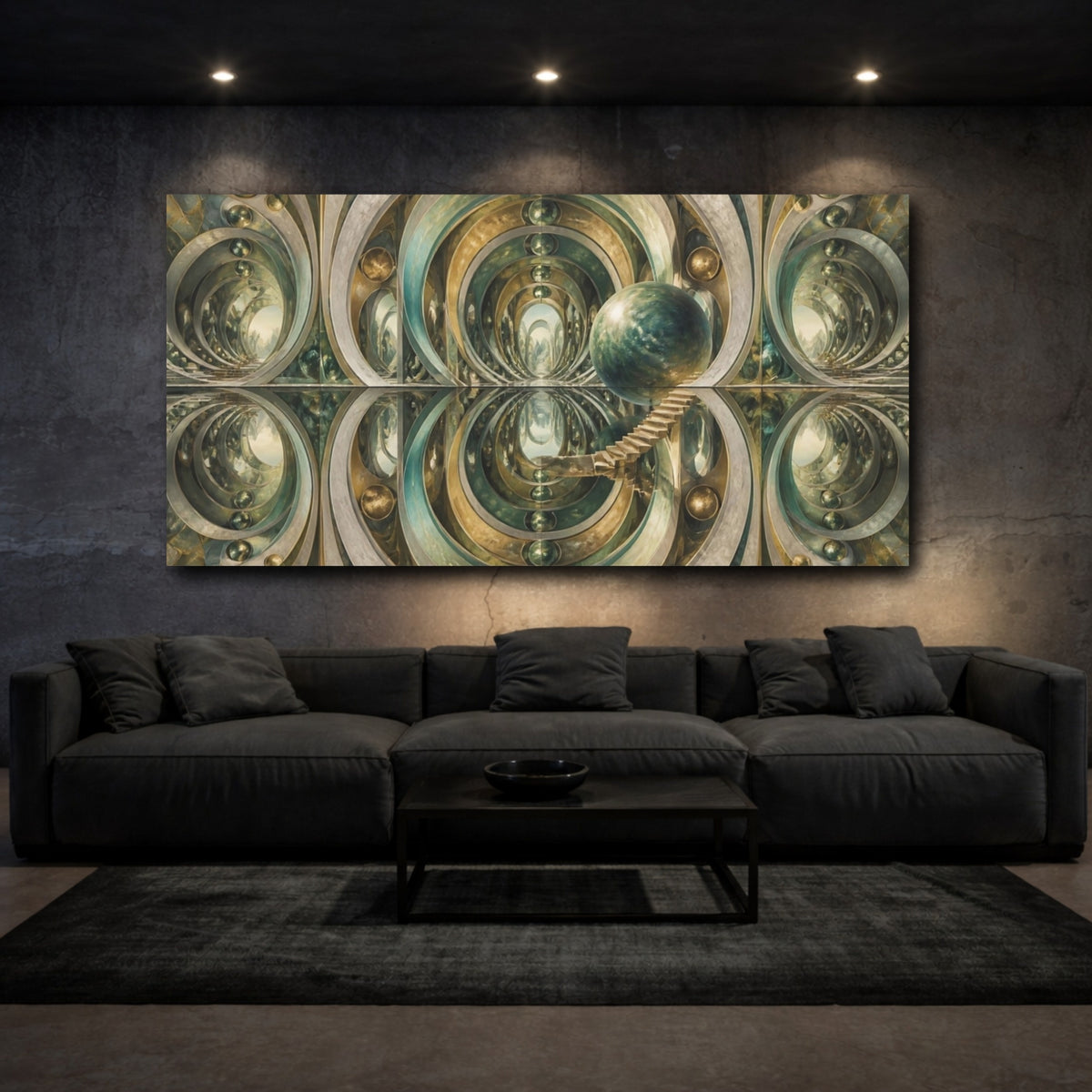 Mockup 3. Sphere With Stairs shown as canvas print