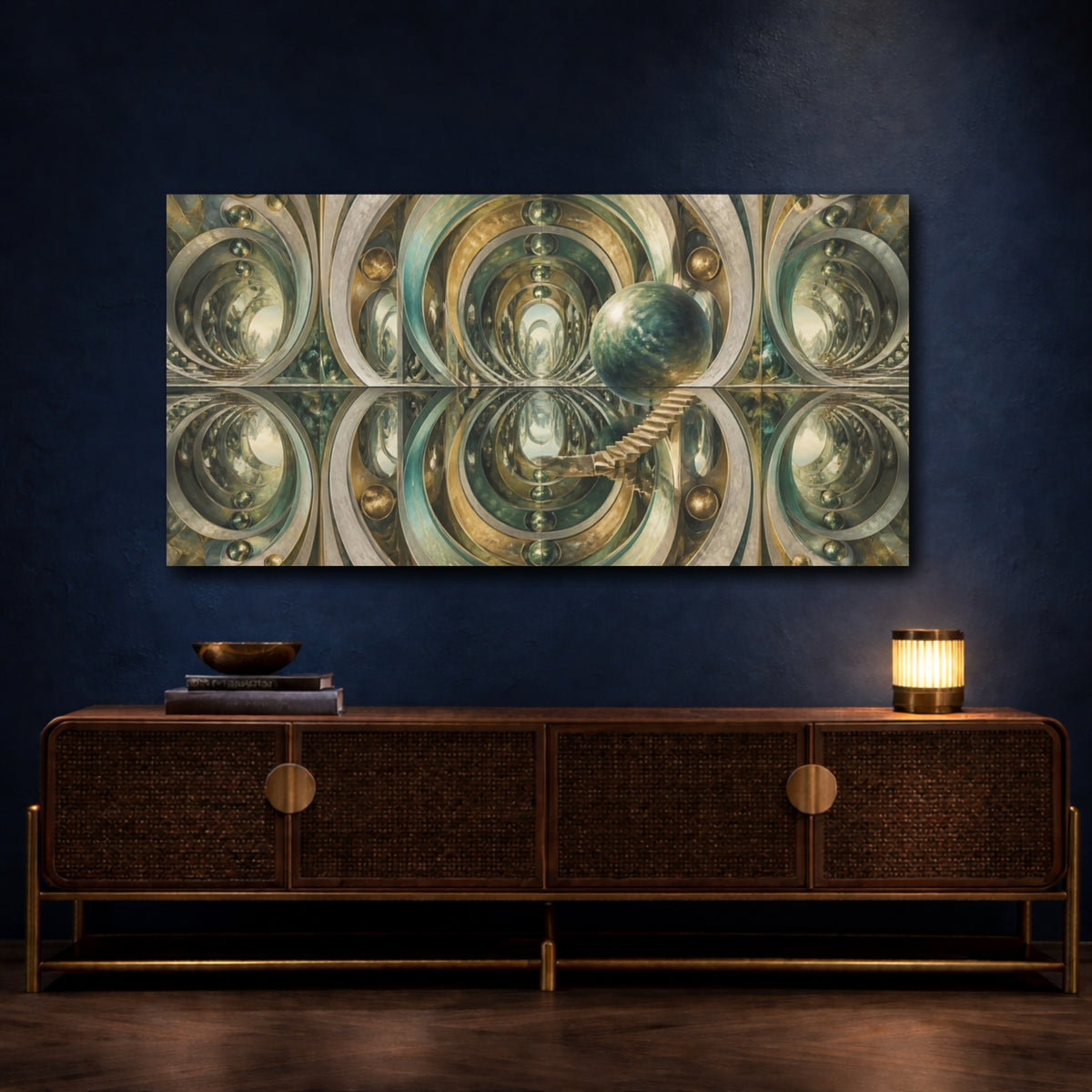 Mockup 4. Sphere With Stairs shown as canvas print