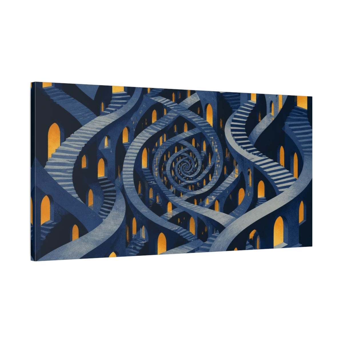 Main Mockup. Spiral Corridor Illusion shown as canvas print