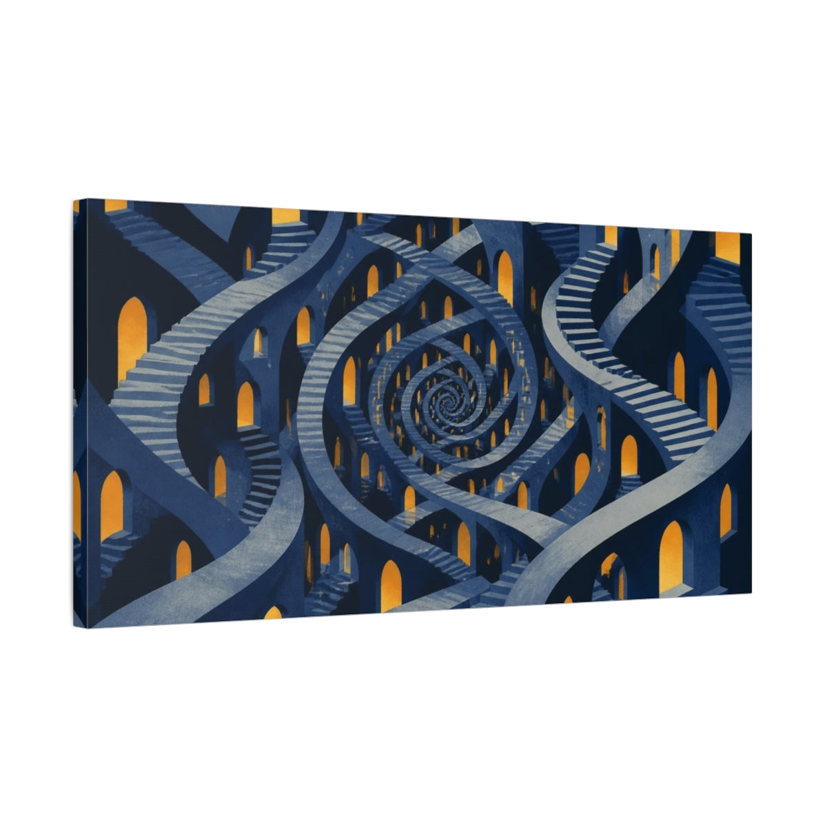 Side Mockup 1. Spiral Corridor Illusion shown as canvas print
