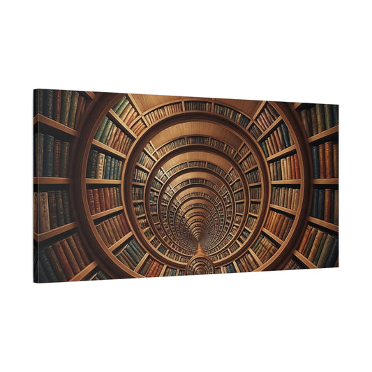 Main Mockup. Spiral Library Vortex shown as canvas print