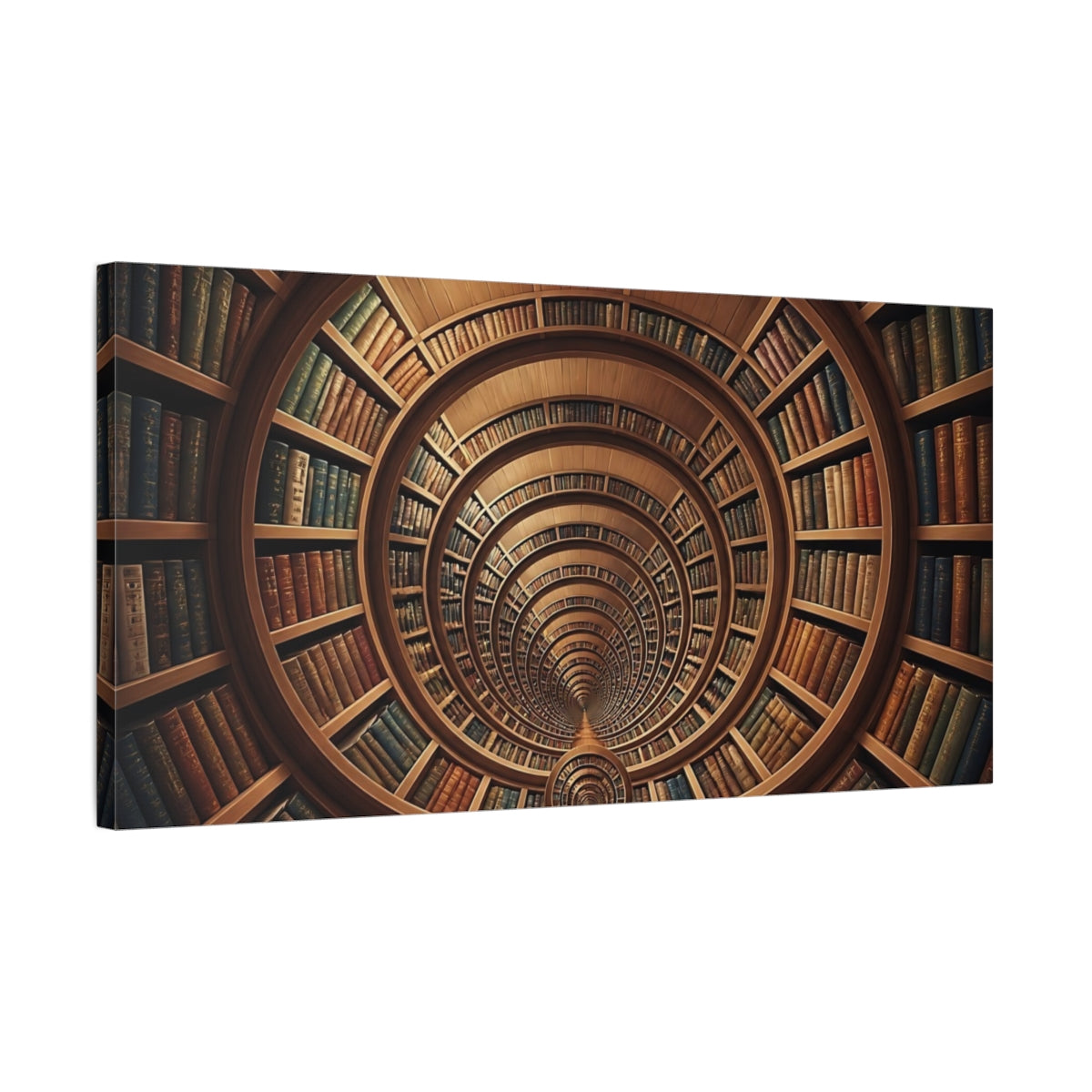Side Mockup 1. Spiral Library Vortex shown as canvas print