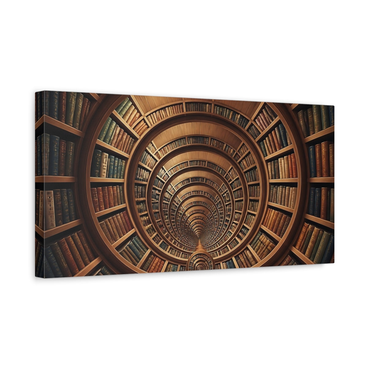 Side Mockup 3. Spiral Library Vortex shown as canvas print