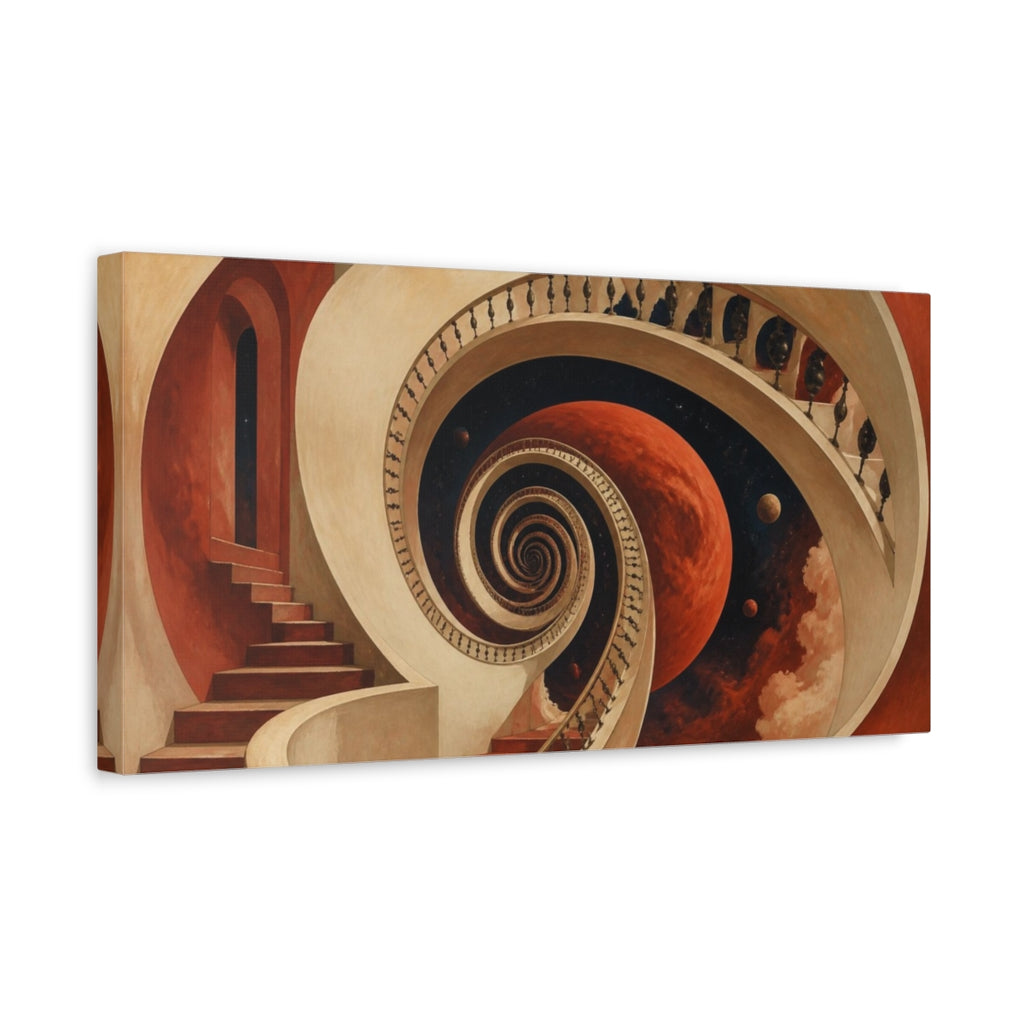 Side Mockup 3. Spiral Staircase Illusion shown as canvas print