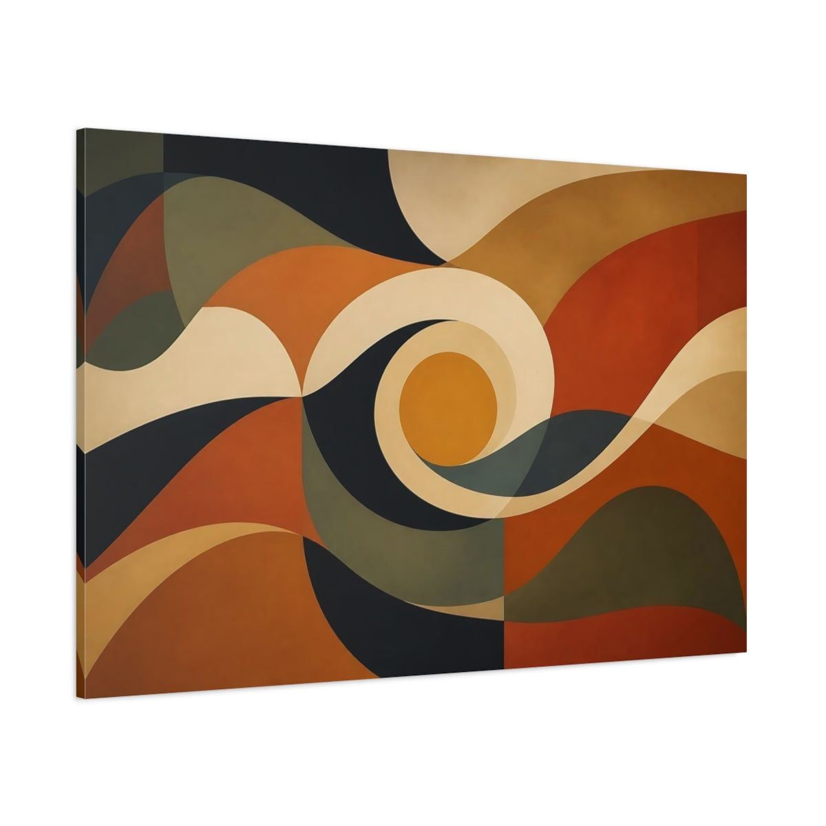 Side Mockup 1. Spiral Sun Composition shown as canvas print