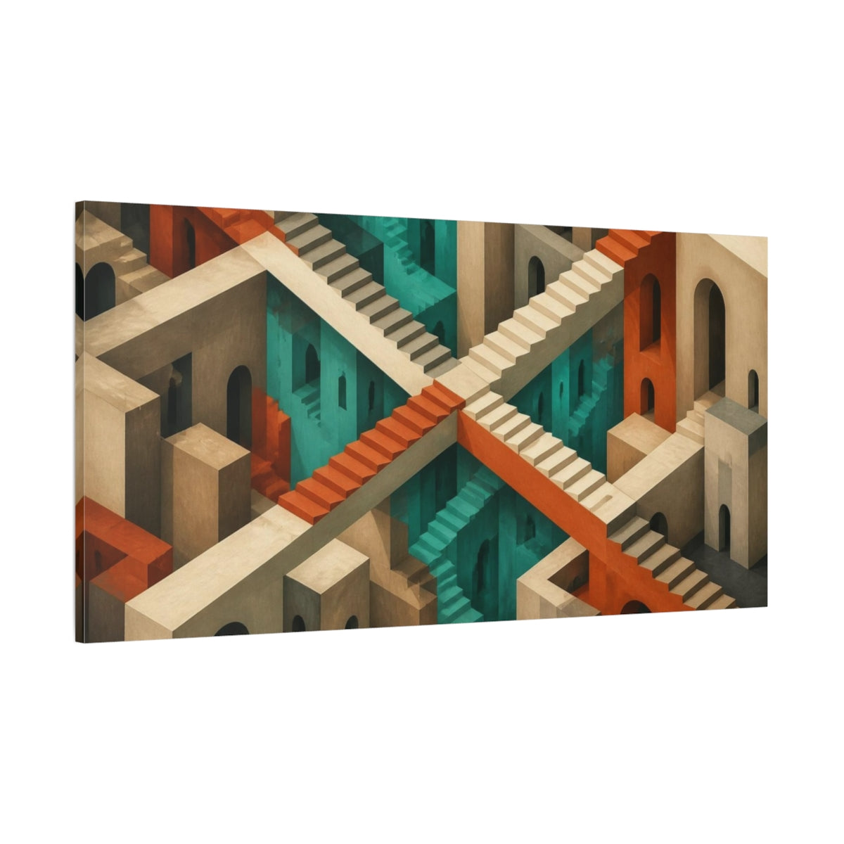 Side Mockup 2. Staircase Illusion shown as canvas print