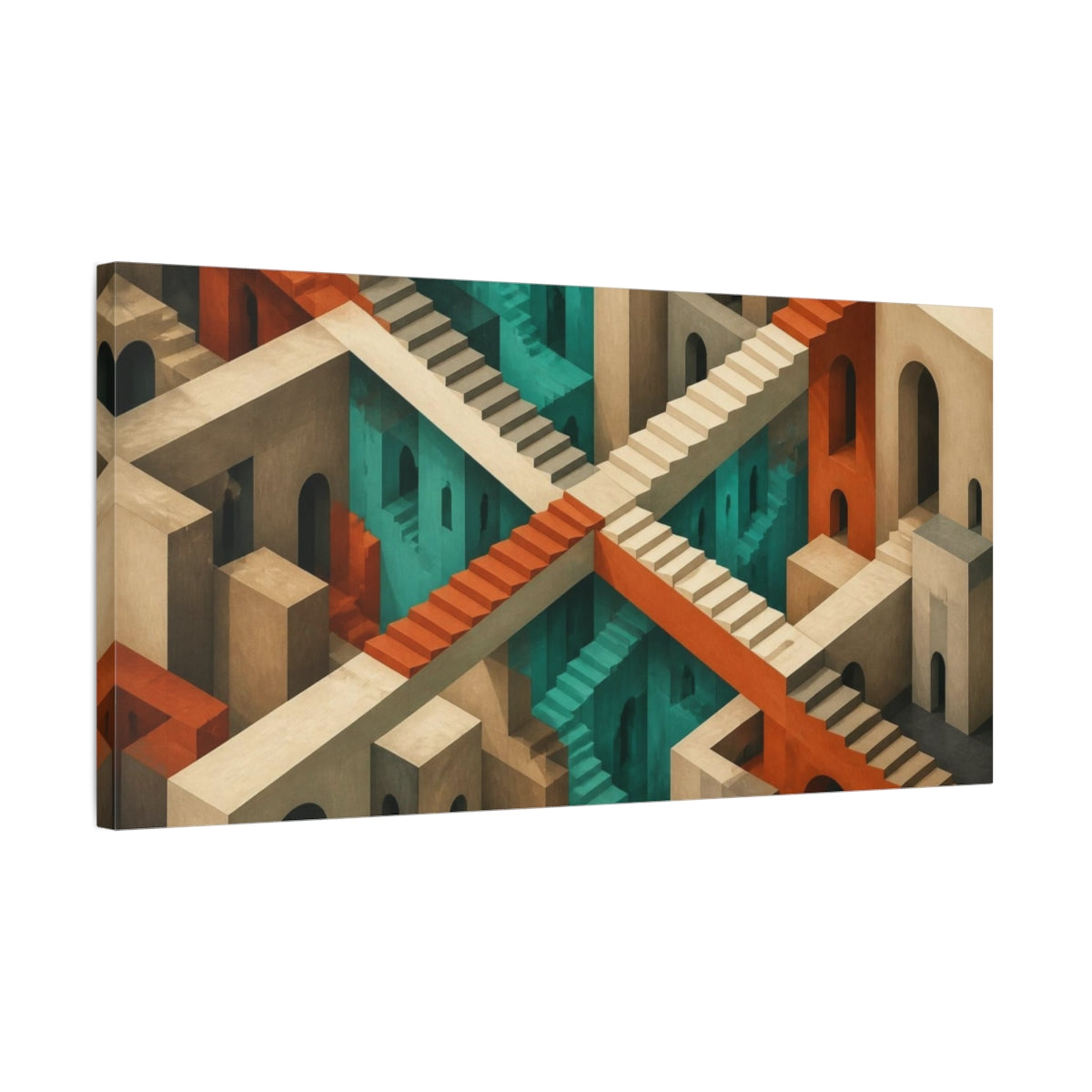 Side Mockup 1. Staircase Illusion shown as canvas print
