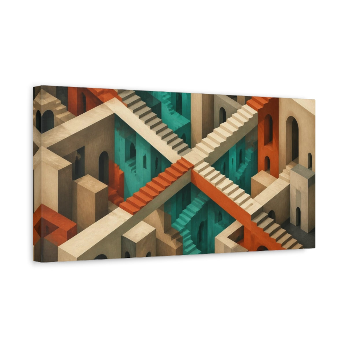 Side Mockup 3. Staircase Illusion shown as canvas print