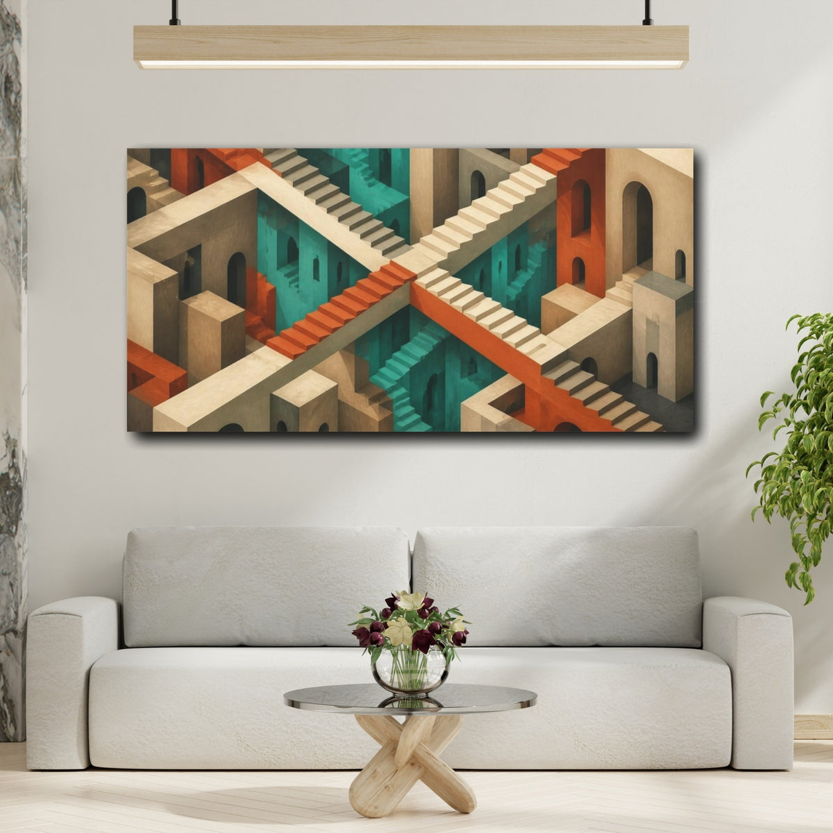 Mockup 2. Staircase Illusion shown as canvas print