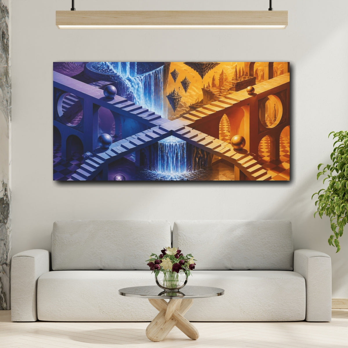 Mockup 2. Staircase Illusion shown as canvas print