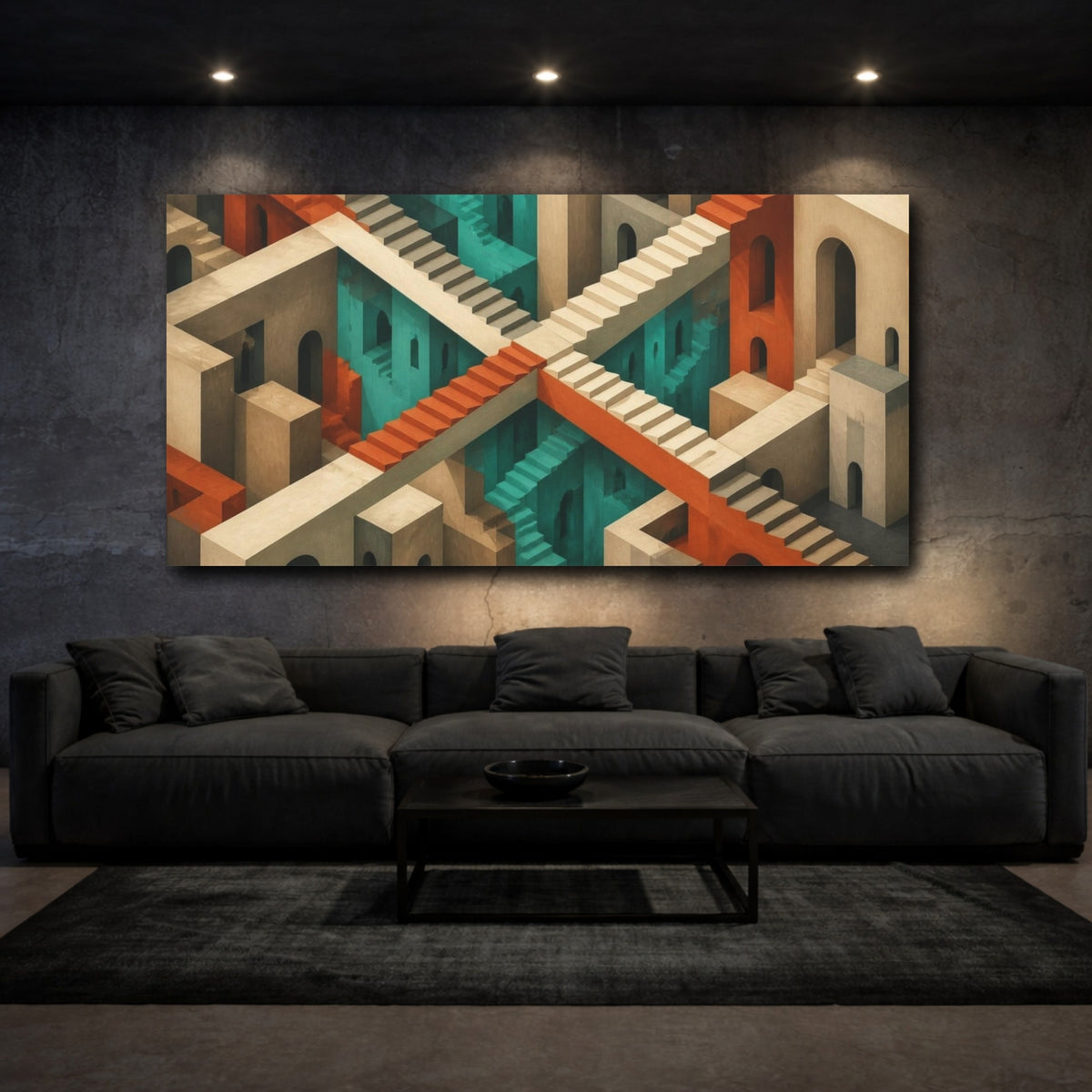 Mockup 3. Staircase Illusion shown as canvas print
