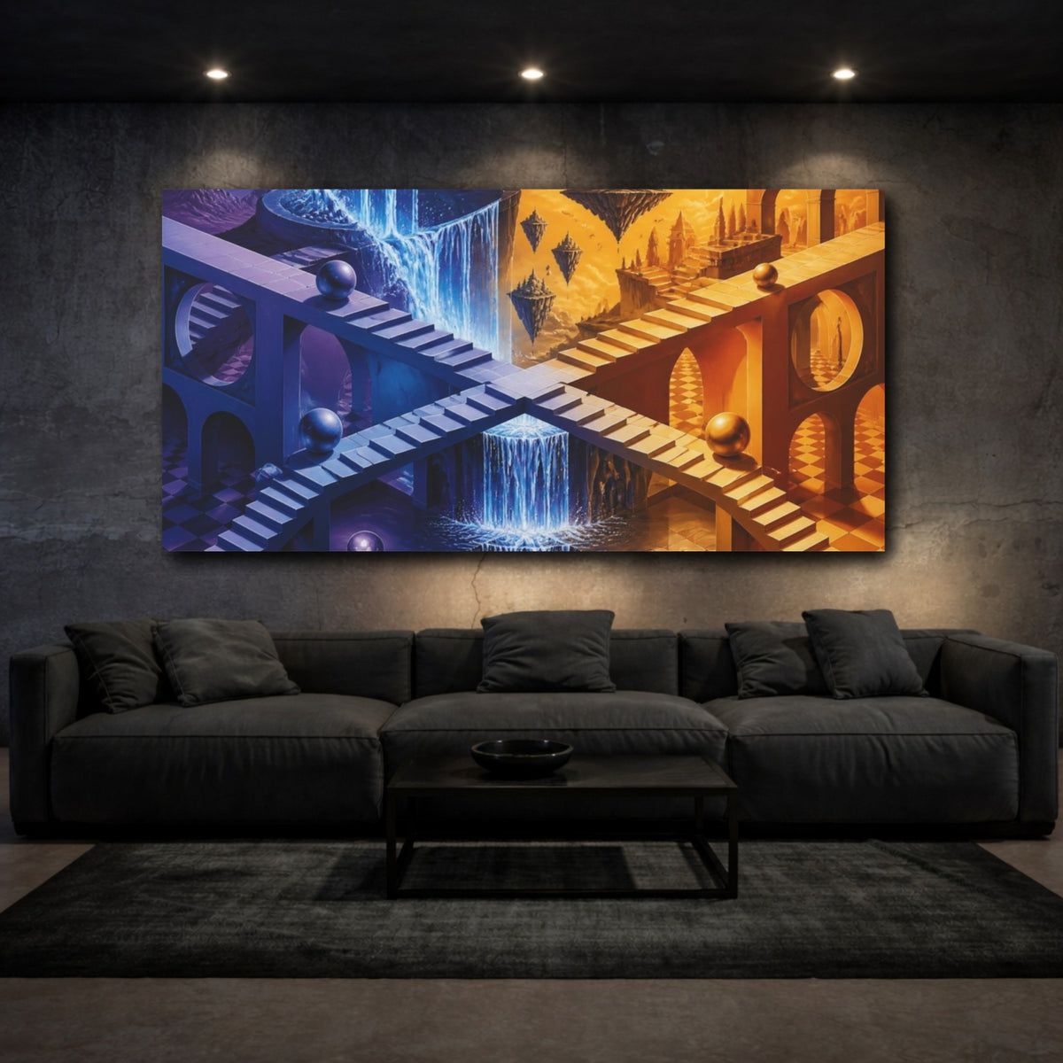 Mockup 3. Staircase Illusion shown as canvas print