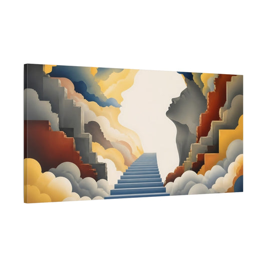 Main Mockup. Staircase Through Clouds shown as canvas print